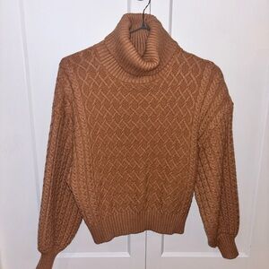 Tahari Camel Cable Knit Turtleneck Sweater